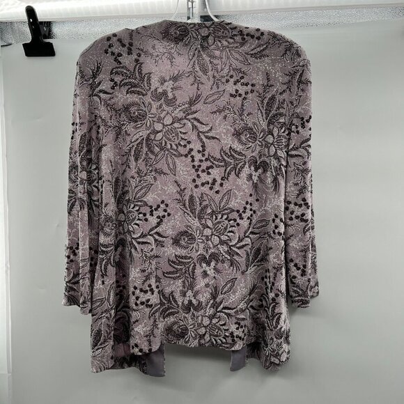Alex Evenings Sequined Floral Open Blazer Multicolor Size Large - Picture 7 of 9